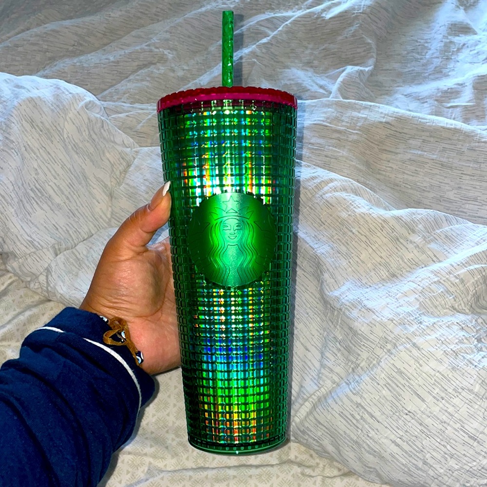 Starbucks 2022 Green & Pink Gradient Jeweled Venti Tumblr. NWT. Beautiful. 24 oz